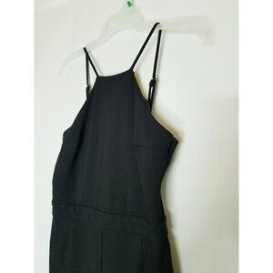 guess jumpsuit women Black Small tight bodycon form fitting sleeveless gold‎ zip